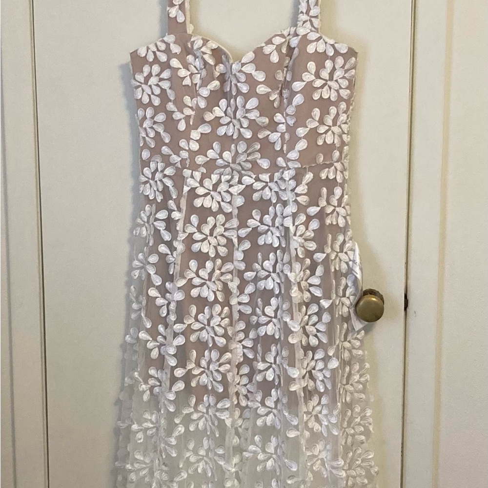Dress the Population Anabel White Floral Gown NEVER WORN
